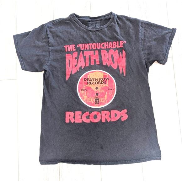 Unisex Death Row Records Cotton Graphic T-shirt Tee Black Red Logo Size Medium - Picture 1 of 3